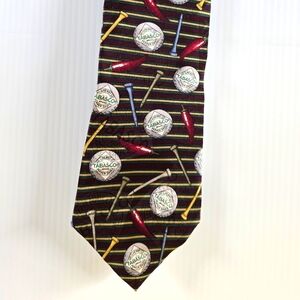Tabasco Golf Themed 100% Silk Neck Tie Made in USA Novelty Hot Sauce Golfer Gift
